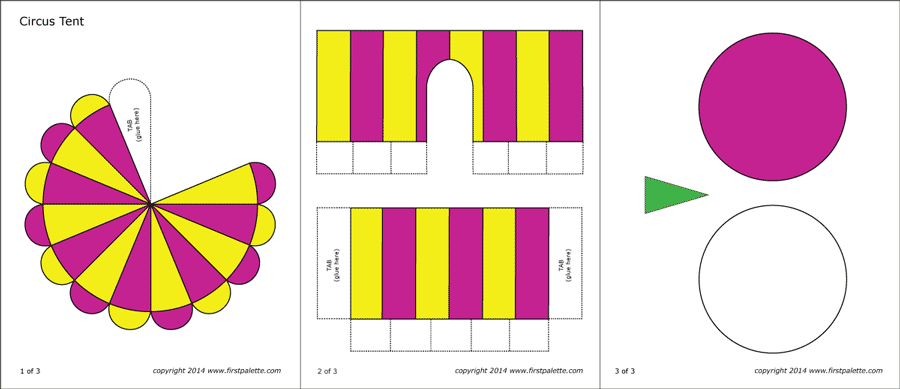 Purple and yellow circus tent template