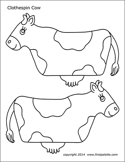 Printable Clothespin Cow Coloring Page