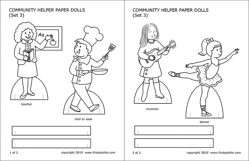 Printable Community Helper Paper Dolls - Set 3