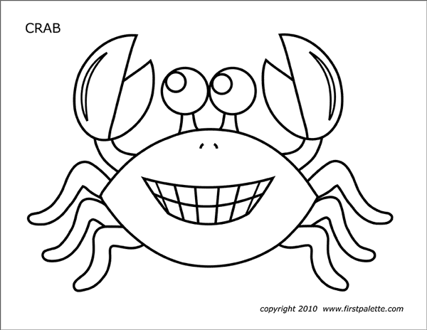 Crab | Free Printable Templates & Coloring Pages | FirstPalette.com