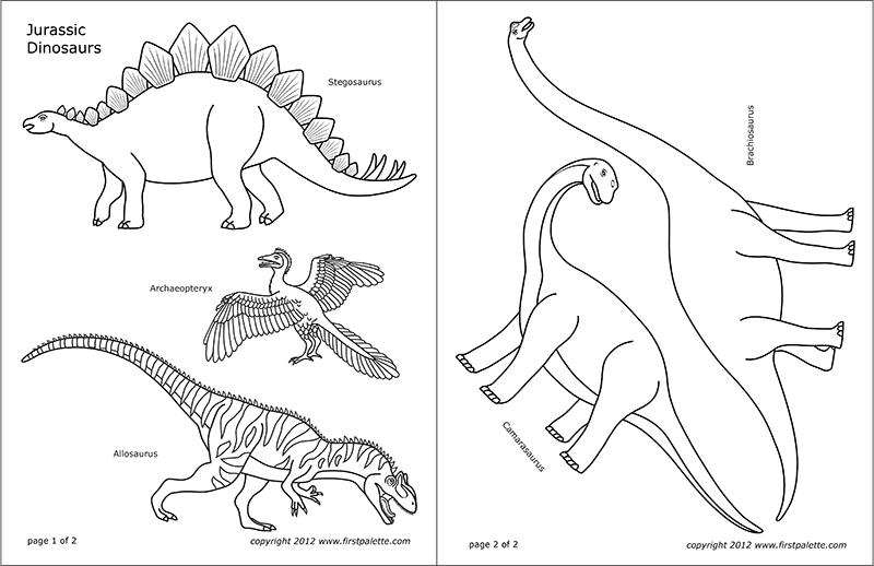 Jurassic Dinosaurs | Free Printable Templates & Coloring Pages | FirstPalette.com