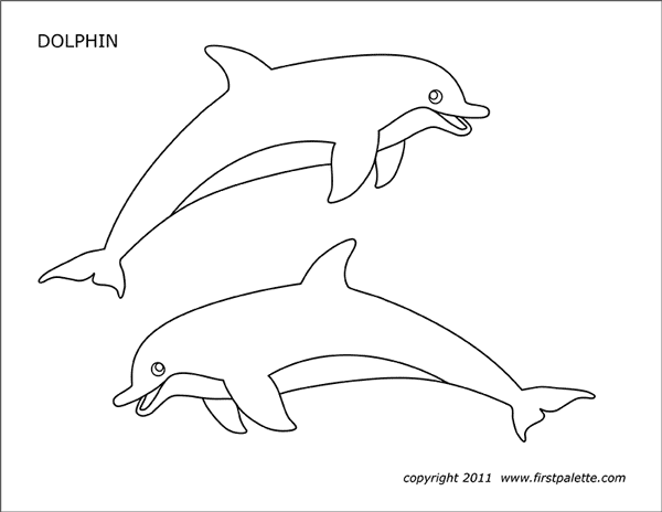 Dolphin | Free Printable Templates & Coloring Pages | FirstPalette.com