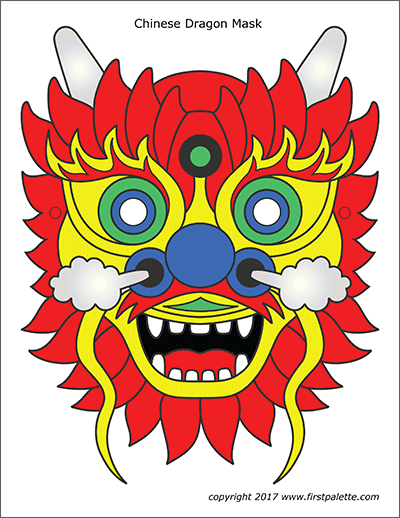 Printable Colored Chinese Dragon Mask