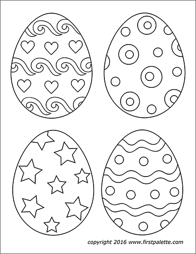 Printable Medium-Sized Easter Eggs - Set of 4