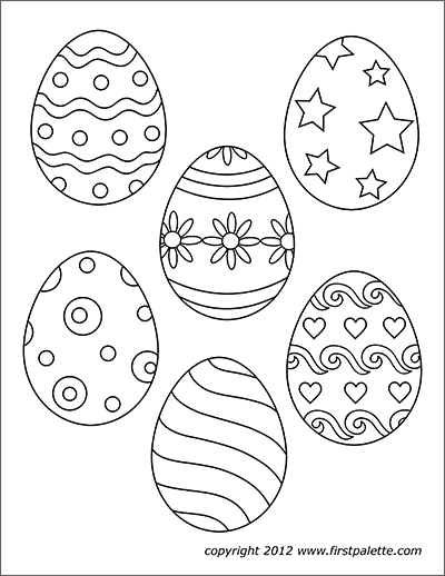 Printable Medium-Sized Easter Eggs - Set of 6