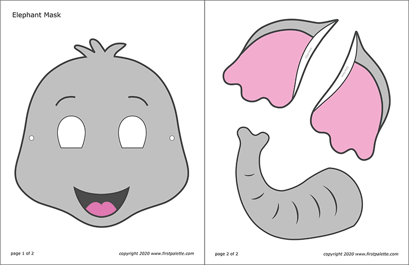 Printable Gray Elephant Mask