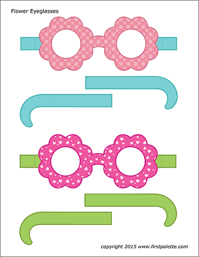 Printable Colored Flower Eyeglasses - Set 2