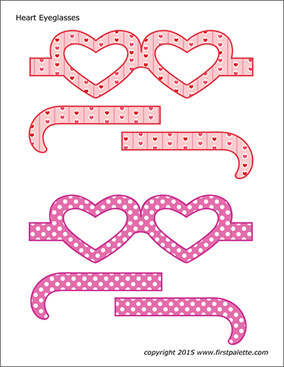 Printable Colored Heart Eyeglasses - Set 3