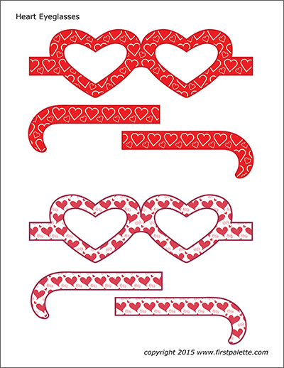 Printable Colored Heart Eyeglasses - Set 1