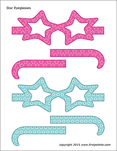 Printable Colored Star Eyeglasses - Set 2