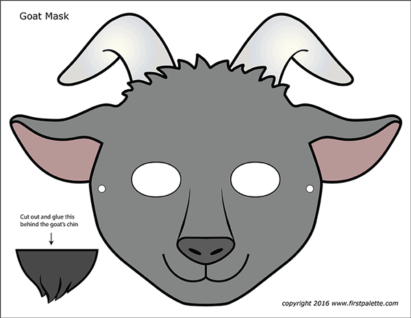 Printable Gray Goat Mask