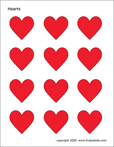 Hearts To Print And Colour