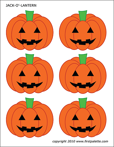 Printable Small Colored Jack-o'-Lanterns