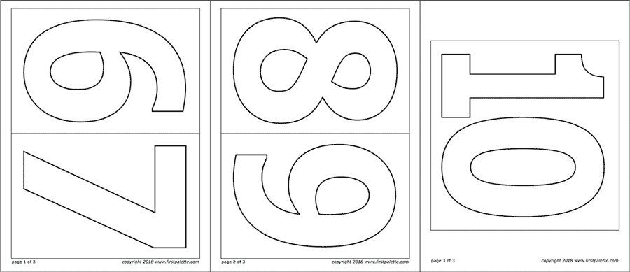 Printable Large Numbers - Set 2 (Numbers 6 to 10)