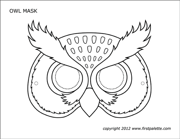 Owl Mask | Free Printable Templates & Pages | FirstPalette.com