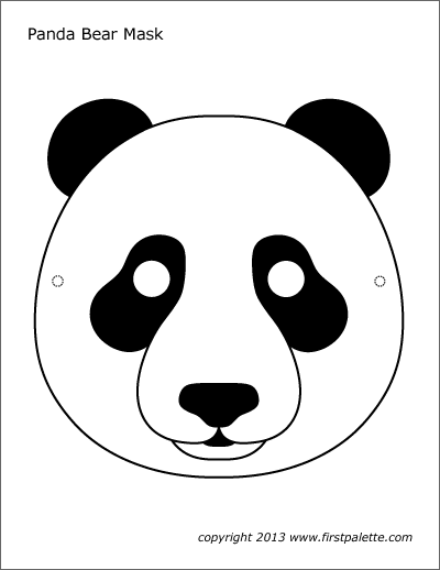 Panda Mask Free Printable Templates Coloring | FirstPalette.com