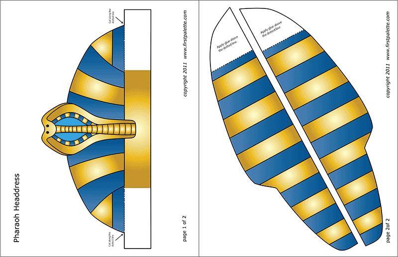 Printable Colored Pharaoh Headdress Template