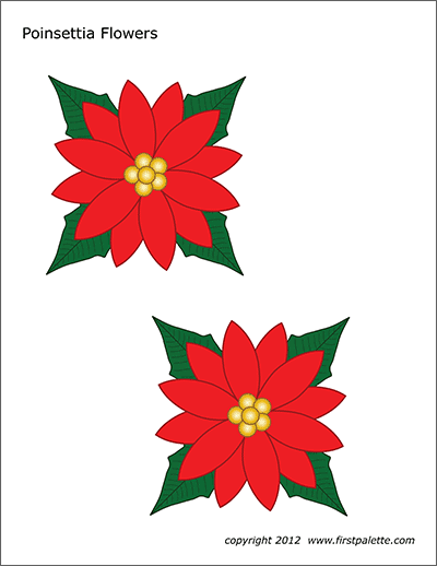 Printable Poinsettia Flowers with Leaves