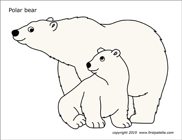 Printable Polar Bear and Cub Coloring Page