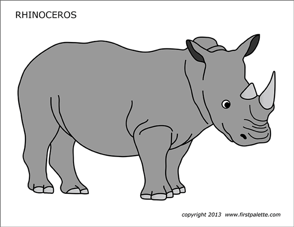 Printable Colored Rhinoceros