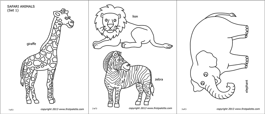 Safari or African Savanna Animals | Free Printable Templates & Coloring Pages | FirstPalette.com