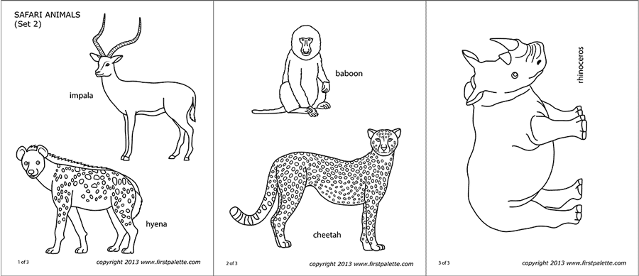 Safari or African Savanna Animals | Free Printable Templates & Coloring