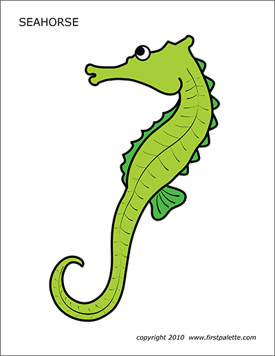 Printable Colored Seahorse