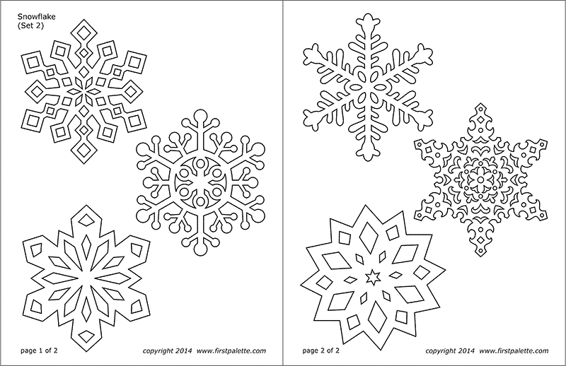 Snowflake Coloring Pages | Printable Templates & Pages | FirstPalette.com