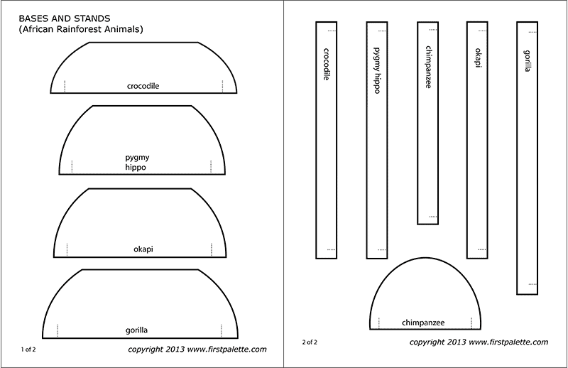 Printable Bases and Stands for African Rainforest Animals