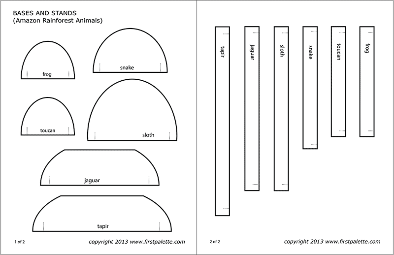 Printable Bases and Stands for Amazon Rainforest Animals