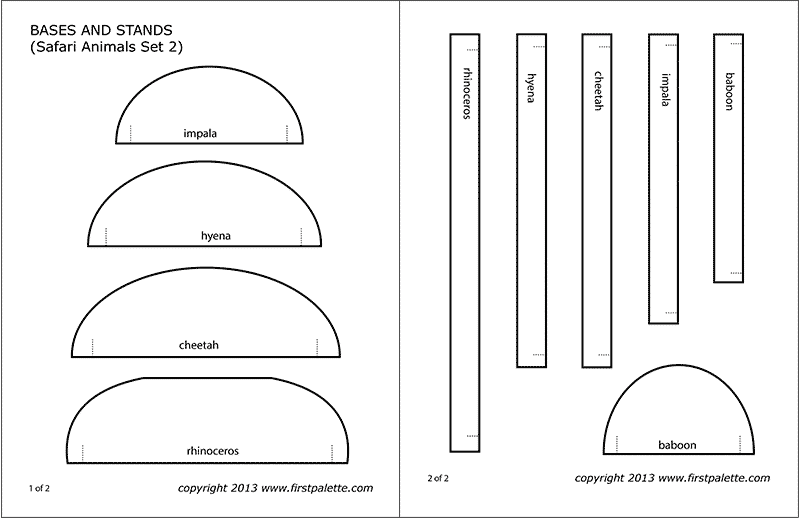 Printable Bases and Stands for Safari Animals Set 2