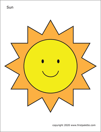 Printable Large Colored Happy Sun