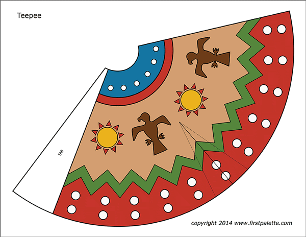 Native American Teepee Templates | Free Printable Templates & Coloring Pages | FirstPalette.com