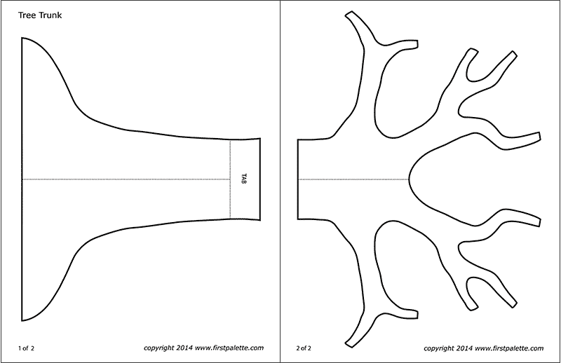 Printable large tree trunk with flat base template