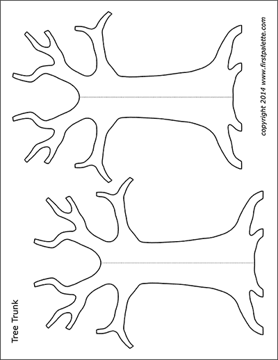 Printable small tree trunk with roots template