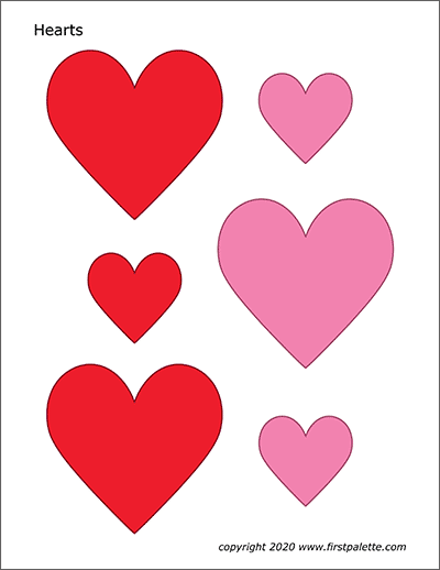 Printable Red and Pink Hearts